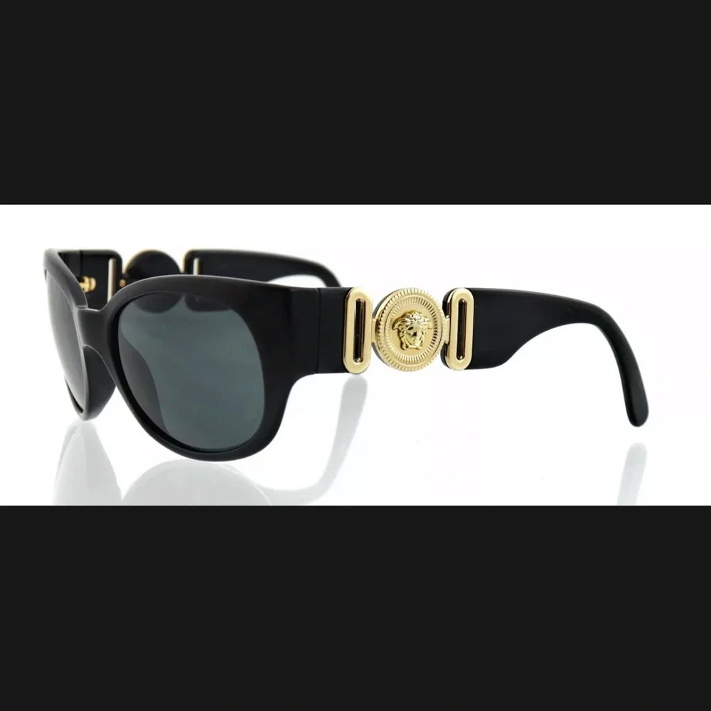 Versace Black Sunglasses with Gold Medallion Temple NWT